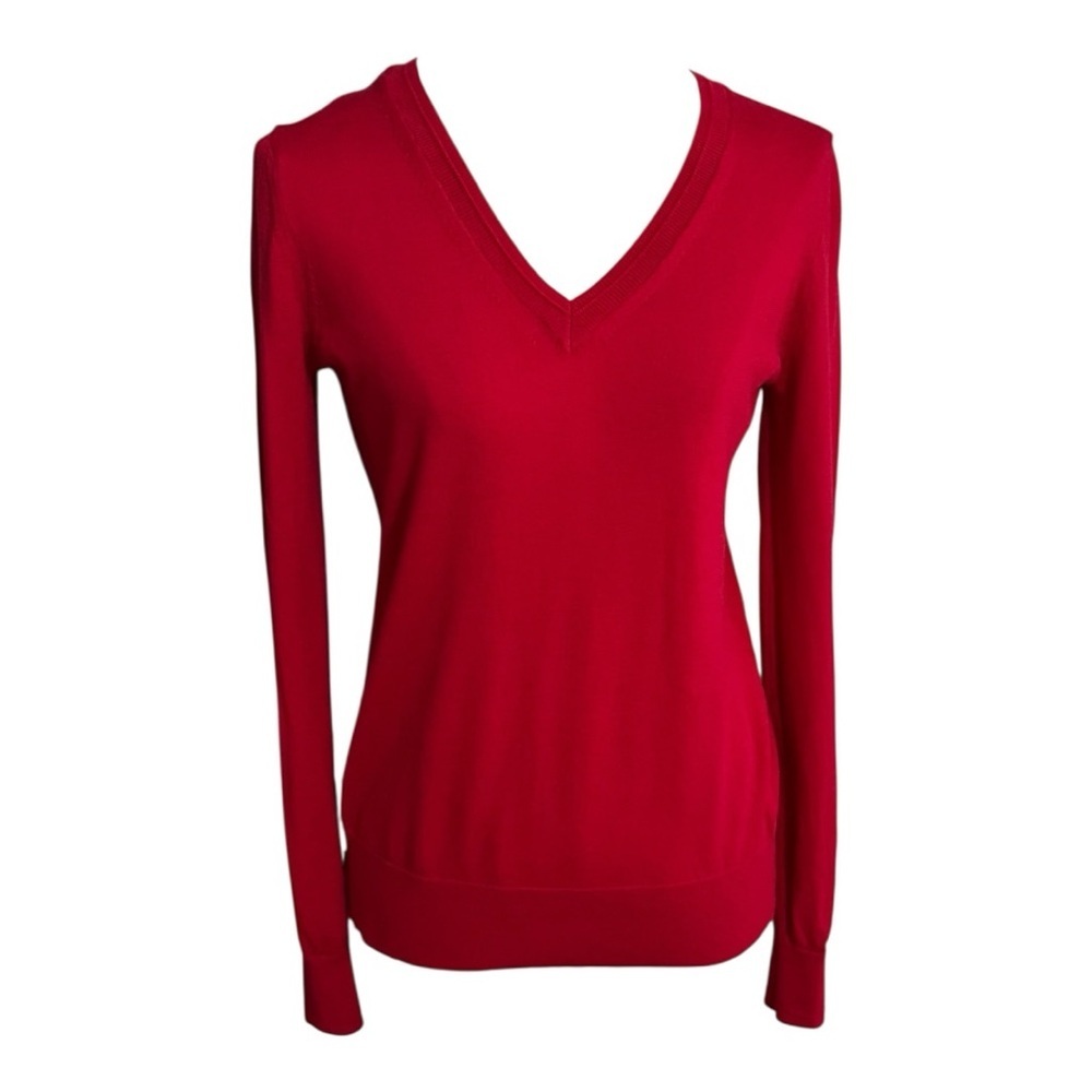 BANANA REPUBLIC 100% Merino Wool Sweater Top Red Size S Casual Work Holiday - Picture 2 of 6